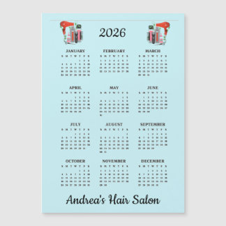 Hair Stylist Design 2026 Calendar Magnetic Card