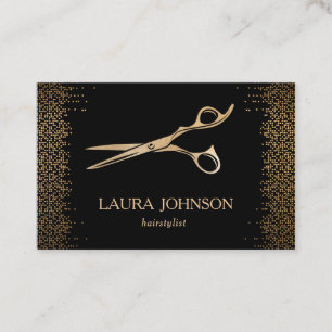 Hair Stylist Dripping Gold Glitter Scissors Business Card