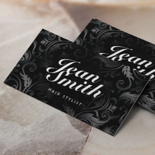 Hair Stylist Elegant Black Ornament Typography Business Card