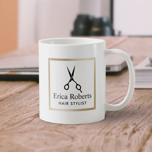 Hair Stylist Elegant Black Scissor Hair Salon Coffee Mug