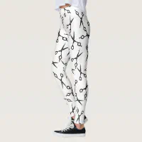 Hair Stylist Elegant Black Scissor Pattern Leggings