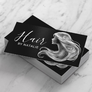 Hair Stylist Elegant Black & White Beauty Salon Business Card