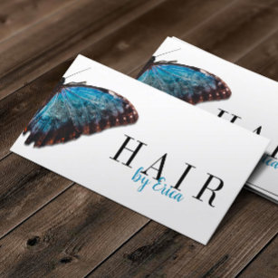 Hair Stylist Elegant Blue Butterfly Beauty Salon Business Card