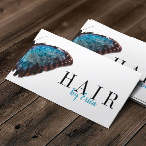 Hair Stylist Elegant Blue Butterfly Beauty Salon Business Card