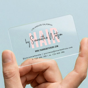 Hair Stylist Elegant Chic Feminine Blush Pink Clear Business Cards