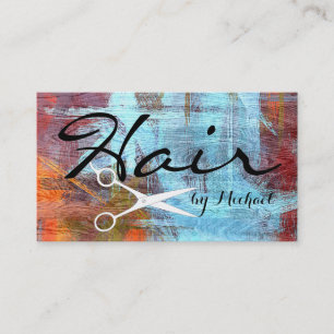 Hair Stylist Elegant Colorful Modern Wood Look Business Card