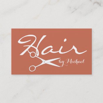 Hair Stylist Elegant Copper Red Background Business Card by NhanNgo at Zazzle