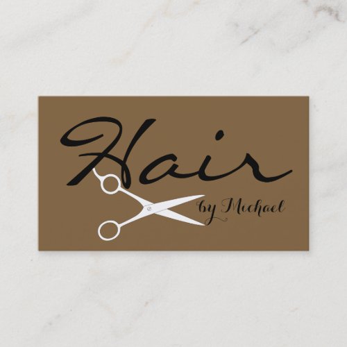 Hair Stylist Elegant Coyote Brown Background Business Card