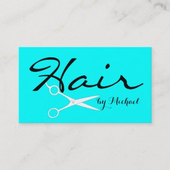 Hair Stylist Elegant Cyan Background Business Card by NhanNgo at Zazzle
