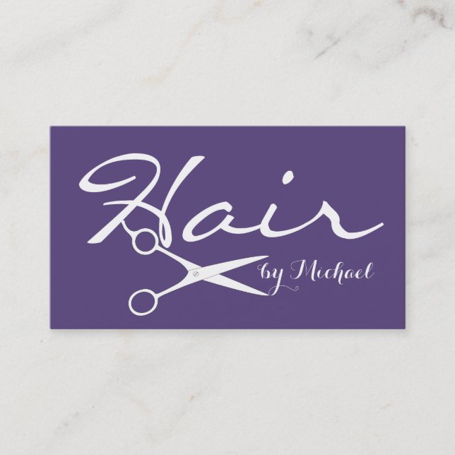 Hair Stylist Elegant Cyber Grape Background Business Card (Front)