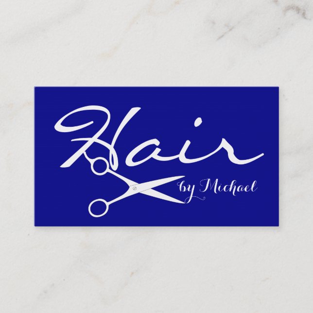 Hair Stylist Elegant Dark Blue Background Business Card (Front)