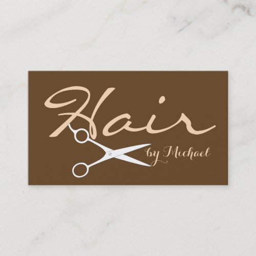 Hair Stylist Elegant Dark Brown Background 2 Business Card