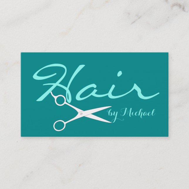 Hair Stylist Elegant Dark Cyan Background Business Card (Front)