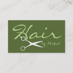 Hair Stylist Elegant Dark Olive Green Background Business Card