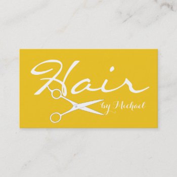 Hair Stylist Elegant Deep Lemon Background Business Card by NhanNgo at Zazzle