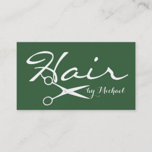Hair Stylist Elegant Deep Moss Green Background Business Card