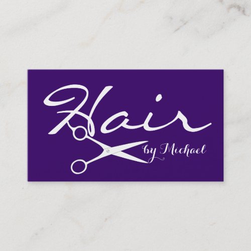Hair Stylist Elegant Deep Violet Background Business Card