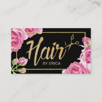 Hair Stylist Elegant Floral Gold Framed Hair Salon Business Card