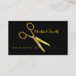 Hair Stylist Elegant Gold Glitter Scissors Salon Business Card