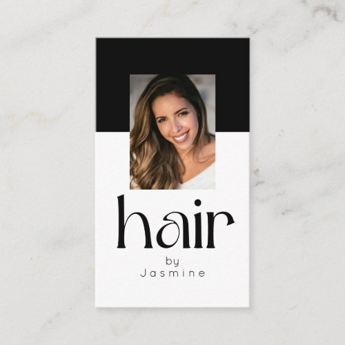 Hair Stylist Elegant Photo Black And White Simple Business Card