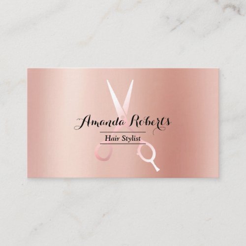 Hair Stylist Elegant Rose Gold Foil Beauty Salon Business Card