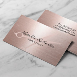 Hair Stylist Elegant Rose Gold Scissor Minimalist Business Card
