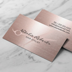 Hair Stylist Elegant Rose Gold Scissor Minimalist Business Card