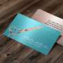Hair Stylist Elegant Rose Gold Scissor Turquoise Business Card