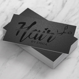 Hair Stylist Elegant Script Unique Carbon Black Business Card
