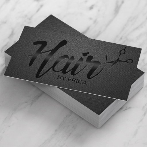 Customizable Hair Stylist Elegant Script Unique Carbon Black Business Card