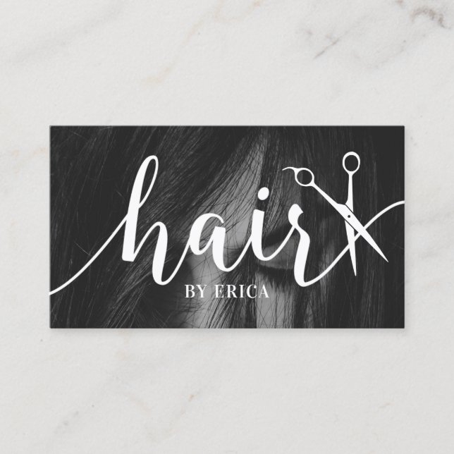 Hair Stylist Elegant Typography Photography Business Card (Front)