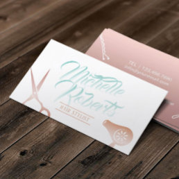 Hair Stylist Elegant Typography Rose Gold Salon Business Card