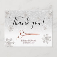 Hair Stylist Elegant Winter Snowflakes Thank You