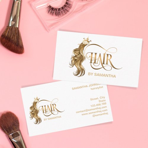 Hair Stylist Extension Wig Gold Modern typography Business Card