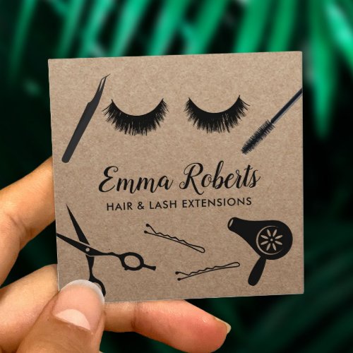Hair Stylist  Eyelash Extensions Rustic Salon Square Business Card