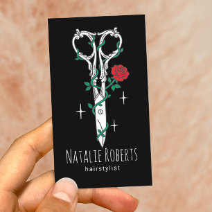 Hair Stylist Fairy Tale Scissor Doodle Black Salon Business Card