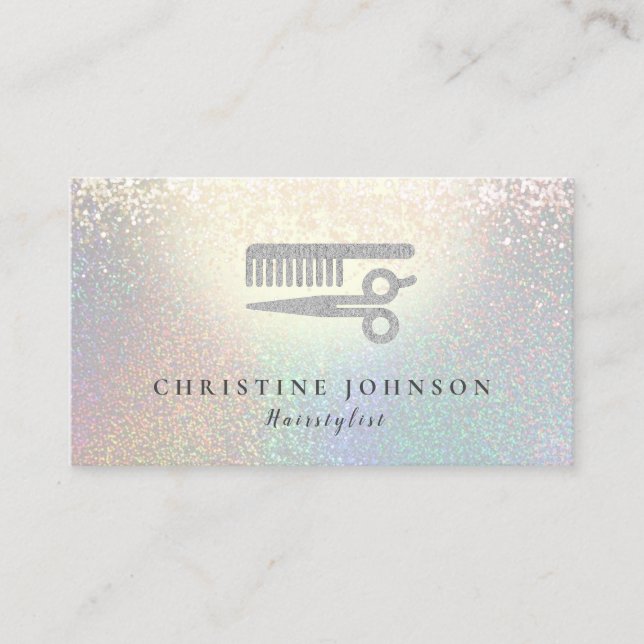 hair stylist faux glitter texture business card (Front)