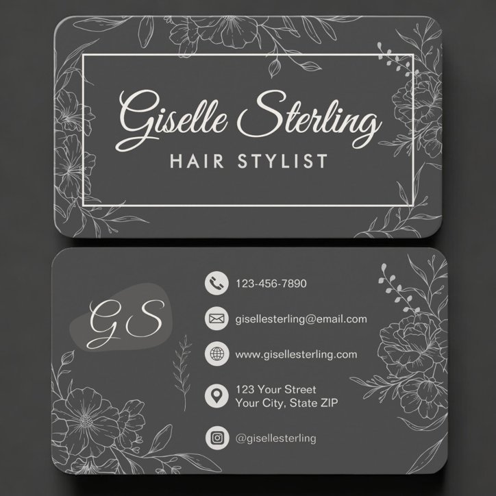 Hair Stylist Floral Business Card