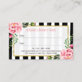 Hair Stylist Floral Gold Scissors Appointment Card (Back)