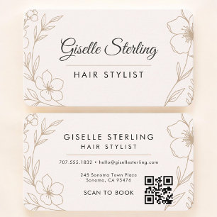 Hair Stylist  Floral QR Code Professional Business Card