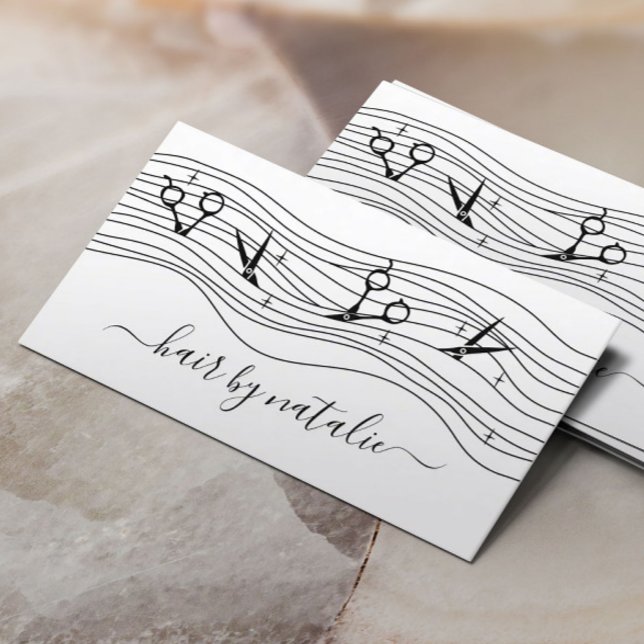 Hair Stylist Flowing Scissors Beauty Salon Business Card (Creator Uploaded)