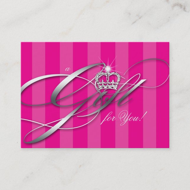 Hair Stylist Gift Certificate Pink Stripes Crown (Front)
