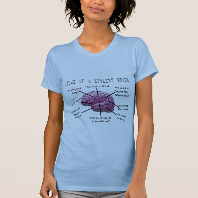 Hair Stylist Gifts "Atlas of a Stylist Brain" T-Shirt (Front)