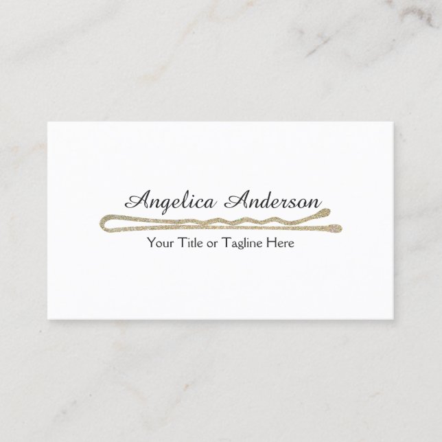 Hair Stylist Glitter Bobby Pin Business Card (Front)