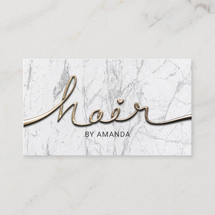 Hair Stylist Gold 3d Script Modern Marble Salon Business Card 9981