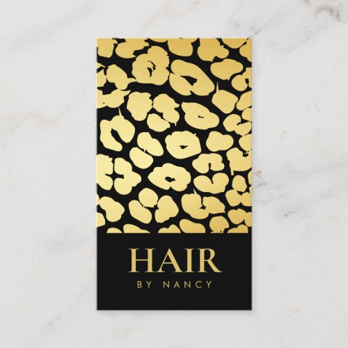 Hair Stylist Gold Black Leopard Print Qr Code  Business Card