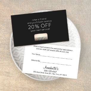 Hair Stylist Gold Comb Customer Referral Card