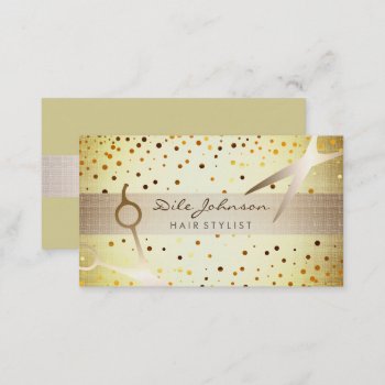 Hair Stylist Gold Glitter Confetti Saloon Business Card by tsrao100 at Zazzle