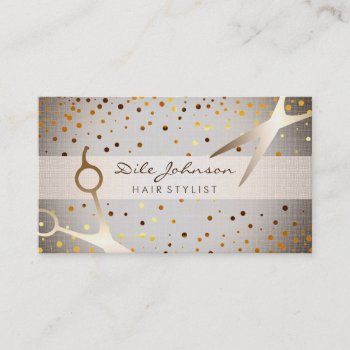 Hair Stylist Gold Glitter Confetti Saloon Business Card by tsrao100 at Zazzle