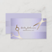 Hair Stylist Gold Glitter Saloon Linen Lavender Business Card (Front/Back)